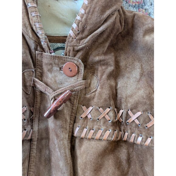 Vintage Ruggedwear Leather Coat-Sm (Fits M/L) - Womens-Faux Shearling Lined-Read - Picture 11 of 16